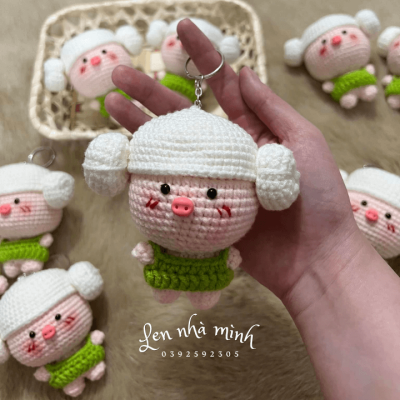 móc khóa heo đầu to